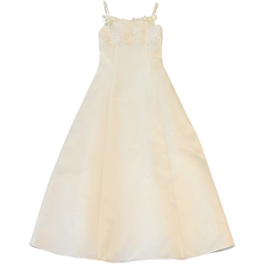 Michaelangelo Girls Ivory Lace Pearl‎ Embroidered Flower Girl Communion Dress 4